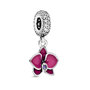 Charm Fleur Orchidée Délicat – Argent S925, Zircons & Émail